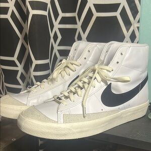 Nike White and Black High-Top Blazers